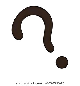 A big question mark symbol vector image illustration, which has a soft appearance, is bolded, tilted to the left, hand-drawn style and minimalist in design.