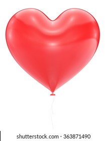 Big Red Heart Balloon Isolated On White Background