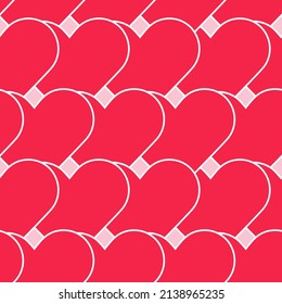 Big red heart seamless pattern for textile design, wrapping paper, wallpaper, heart shaped background. Heart cramped, overlapping forms