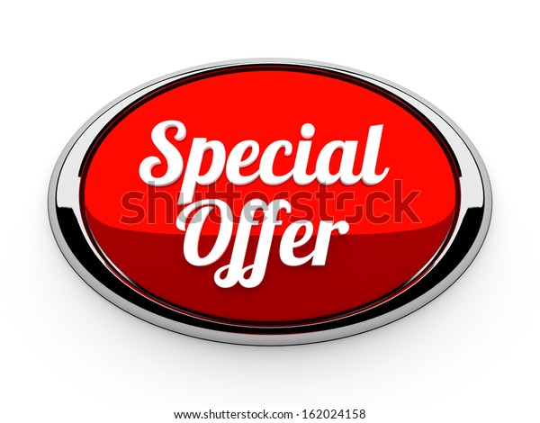 Big Red Special Offer Button Metallic Stock Illustration 162024158