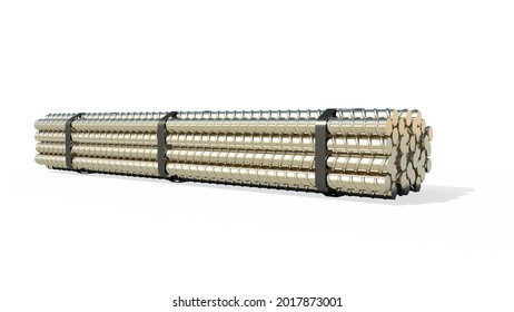 Big Reinforcing Bar Pack, Isolated Digital Industrial 3D Illustration