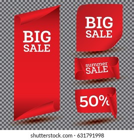 Big Sale Banner Set On Transparent Background. Ribbon