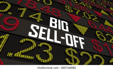 Big Sell-Off Stock Market Share Prices Fall Money Loss Selloff 3d Illustration