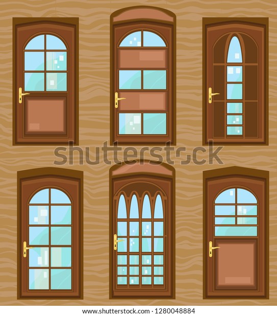 Big Set Beautiful Doors Collection Doors Stock Illustration 1280048884