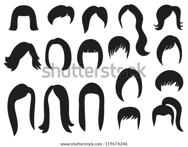 Big Set Black Hair Styling Woman Stock Illustration 119674246