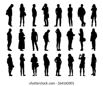 Big Set Black Silhouettes Men Women Stock Illustration 264160301