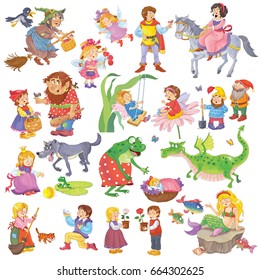 かわいいおとぎ話のキャラクターの大きなセット 子ども向けのイラスト おかしな漫画のキャラクター のイラスト素材 Shutterstock