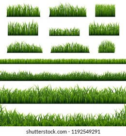 Big Set Green Grass Borders Background - Shutterstock ID 1192549291