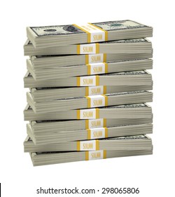 Big Stack Of Dollar On Isolated White Background