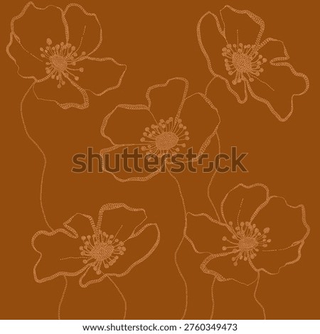 Big stitch flower pattern with procreate. Floral print seamless background 