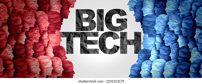 Big Tech Divided Society And Media Censorship Concept Or Social Division And Political Disagreement Or Cancel Culture In A 3D Illustration Style.