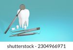 Big tooth and small teeth with dentist tools, dental care, visit your dentist