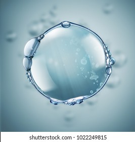 Big Water Air Bubble On A Blue Background. 3D Illustration