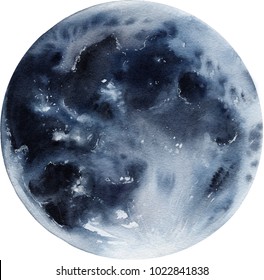 Big Watercolor Blue Moon