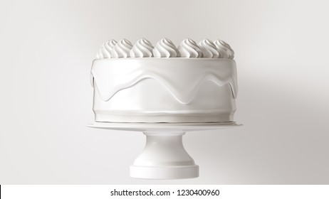 Big White Luxury Cake 3d Illustration 3d Render