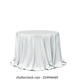Big White Round Table And Cloth 