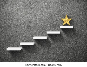 großer gelber Stern auf Treppe, geschäftlich erfolgreiches Konzept