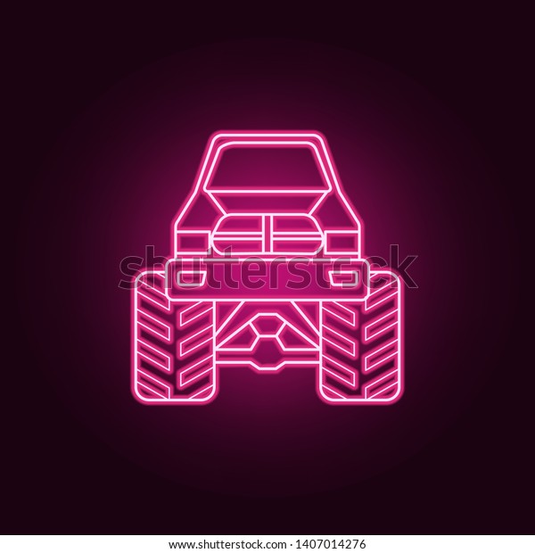 Bigfoot
car front neon icon. Elements of bigfoot car set. Simple icon for
websites, web design, mobile app, info
graphics
