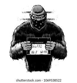 Bigfoot Mugshot Cartoon