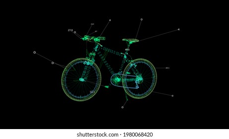 Bike HUD animation. Bicycle visualization
