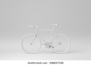 Bike Isolated On White Background. Minimal Concept. Monochrome. 3D Render.

