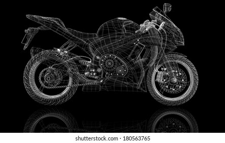 バイク バイク 3dモデルボディ構造 ワイヤモデル のイラスト素材 Shutterstock