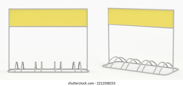 Bike Parking Mockup Isolated On White Background. 3d Illustration