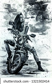 Biker Girl Painting