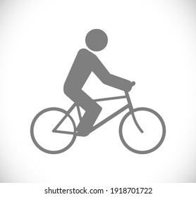 Biker On Bicycle Isolated On White