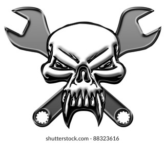 Bikers Skull Symbol Mechanics Wrench Illustration Stock Illustration ...