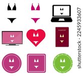 Bikini icon set, flat style