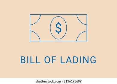 bill of lading . Minimalist dollar image. Simple illustration on financial theme. bill of lading  blue logo. Beige XX background. Economic banner.ART blur