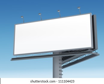 Billboard with empty screen, against blue sky - Shutterstock ID 111104423