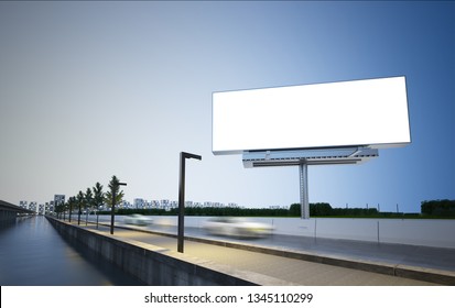 Billboard On Highway 3d Rendering Mockup