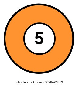 Billiard Orange Number 5 Ball