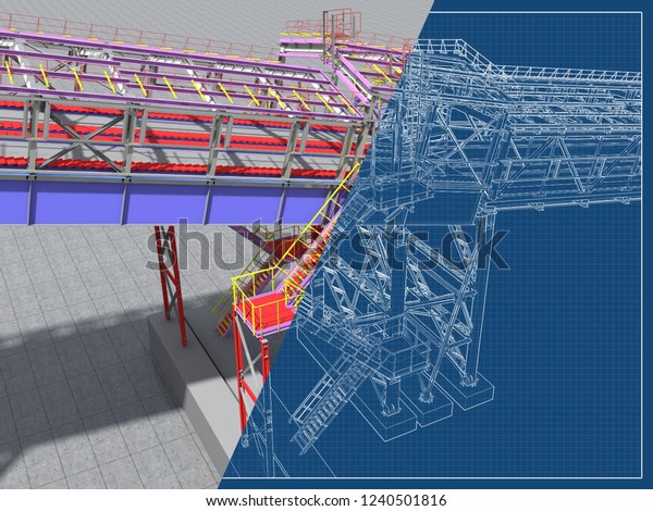 Bim Model 3d Structure Building Steel Stock Illustration 1240501816