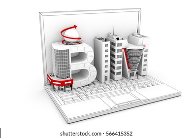 BIM as text in the notebook 3D illustration