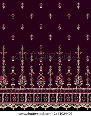 Bin saeed type georgeous design back panel and border traced motifs