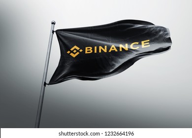 Binance BNB Cryptocurrency Logo 3d Realistic Flag Render