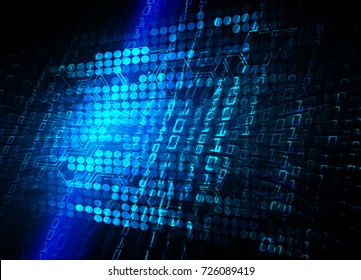 binary circuit board future technology, blue cyber security concept background, abstract hi speed digital internet.motion move blur. pixel