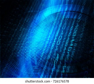 binary circuit board future technology, blue cyber security concept background, abstract hi speed digital internet.motion move blur. pixel