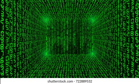 binary code background abstract of matrix green