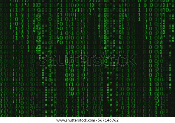 Binary Code Black Green Background Digits Stock Illustration 567146962