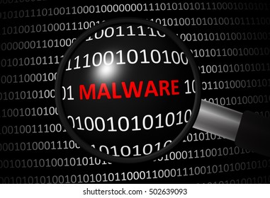 Binary Code Malware Magnifying Lens On Stock Illustration 502639093 ...