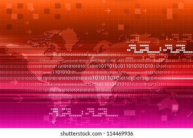 Binary code on world map