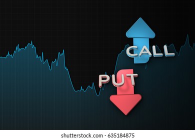 Binary Option Chart With Put And Call Arrows. 3D Illustration