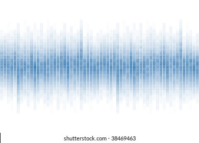 Binary Stream In Blue On White Background