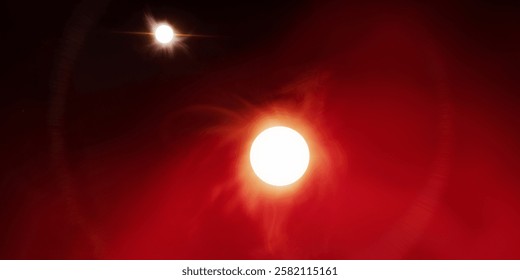 Binary Sun System 3d illustration - A binary star or binary star system is a system of two stars that are gravitationally bound to and in orbit around each other.