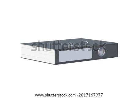Binder file folder of black color isolated on white background. 3d render