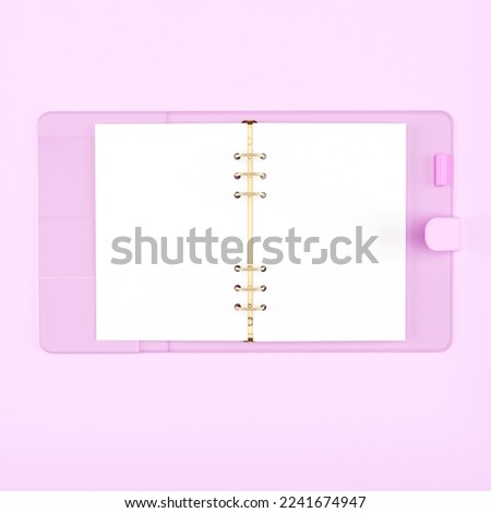 binder notebook and planner open empty pages 3d rendering